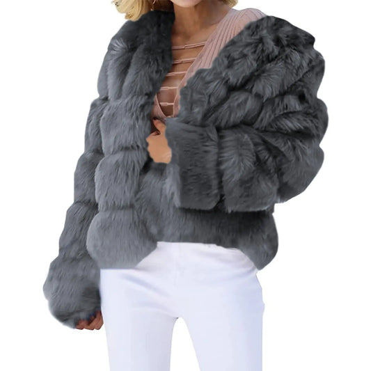 Chaqueta de Cuero para Mujer con Piel, Ropa Térmica
