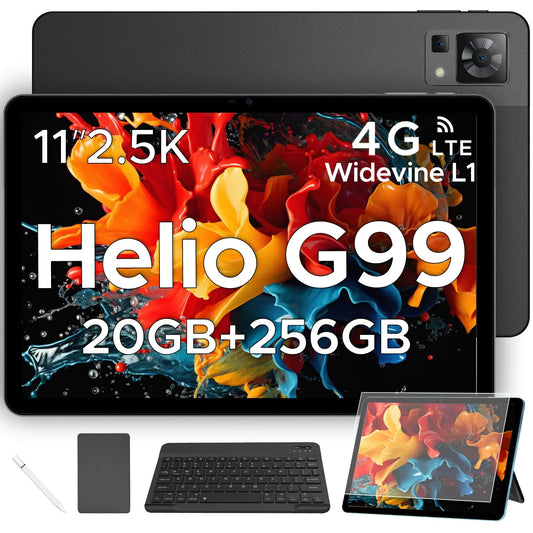 Tableta DOOGEE T35 Android 14 con Teclado 20GB+256GB, Tableta de 11 Pulgadas con Procesador Octa-core Helio G99, Pantalla IPS 1600x2560 para Juegos, Tableta Celular 4G LTE con Funda y Ratón, Color Negro